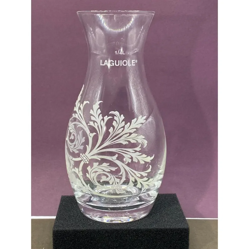 Laguiole Etched Glass Carafe Floral Pattern 1/4 L 8.5 oz Made in France